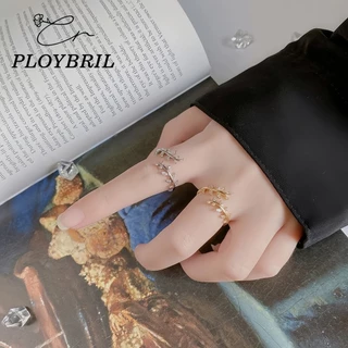 PLOYBRIL Fancy แหวนนิ้วมือ รูปใบมะกอก สีเงิน สีทอง ปรับได้ เครื่องประดับแฟชั่น สําหรับผู้หญิง J009