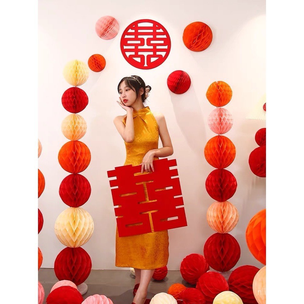 รังผึ้งบอลตกแต่ง ผู้มีอิทธิพล จัดงานแต่งงานห้องนั่งเล่นแต่งงานหญิงห้องคอลัมน์ตกแต่งห้องนอนบ้านใหม่อุ