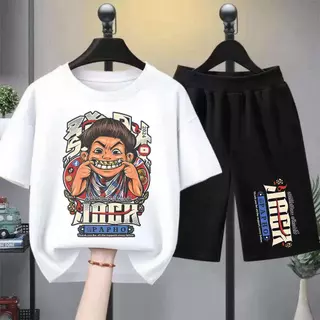 【จัดส่งไทย BOB เซ็ตชุดเด็ก เสื้อ+กางเกง ชุดสองชิ้น ชุดฤดูร้อนใหม่สำหรับเด็กชาย เสื้อยืดแขนสั้นและกางเกงขาสั้น ลำลอ