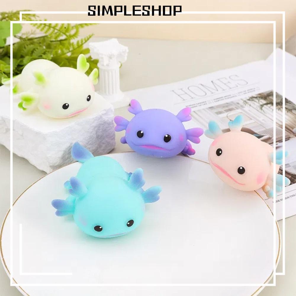 SIMPLESHOP การ์ตูนปลา Squishy ของเล่น, น่ารัก Axolotl Fidget ตุ๊กตาบีบของเล่น, ตลกหลายสียืดออกแบบควา