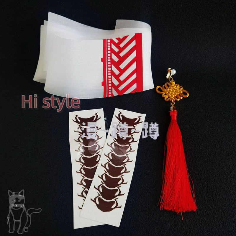 หน้ากากปิดตาสำหรับคอสเพลย์ Qin Shi Huang Ying Zheng จากบันทึกรagnarok มาพร้อมสติกเกอร์รอยสักและต่างห