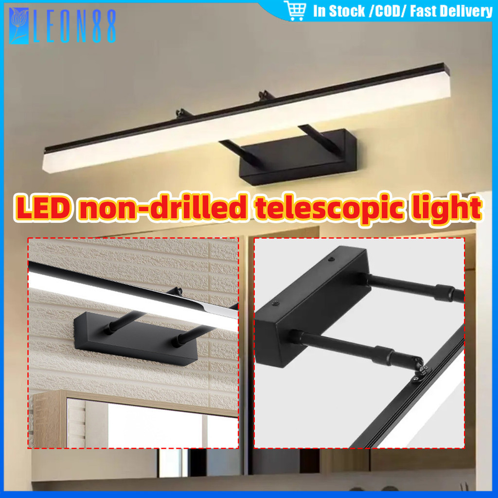 ของมาใหม่！โคมไฟติดผนัง LED ไฟหน้ากระจกห้องน้ำ ไม่ต้องเจาะ 9W หดได้ ความยาว 40CM สําหรับห้องนอน ห้องน้ํา