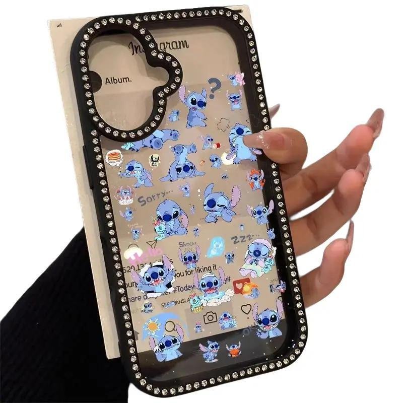 เคสป้องกัน, Lilo & Stitch, การออกแบบแบบรวมทุกอย่าง, การออกแบบเคสเพชร, เข้ากันได้กับ iPhone 11, 14, 16, 17, 15, 12, 13, Pro Max, 16PRO, 17, Air 14, PROMAX 14 และ 14 PLUS, สาวเรียบหรู กันน้ํา