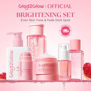 Glad2Glow Brightening Set 10% Niacinamide Serum Cleanser Moisturizer Even Skin Tone Fade Dark Spots