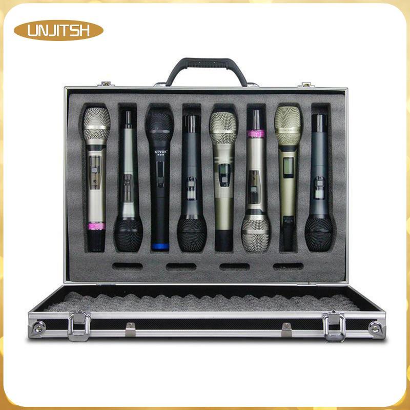 [unjitsh] เคสกล่องเก็บไมค์ร้องเพลงกล่องควบคุมห้องอลูมิเนียมอัลลอยด์โฟมกันกระแทกไมค์กรณีฮาร์ด