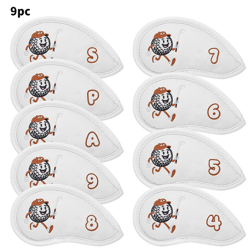 9pcs Golf Iron Rod Cover - PU Material, Dustproof and Anti Staining, Golf Club Cover with numbered I