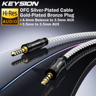 KEYSION 3.5 มม./4.4 มม.Balance ถึง 3.5 มม.สายสัญญาณเสียง Hi-end OFC Silver-plated HiFi สเตอริโอแจ็คชาย AUX สายไฟสําหรับหูฟังลําโพง