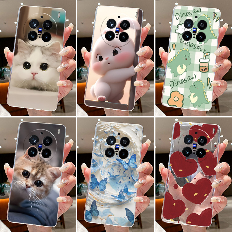 Jelly สําหรับ Vivo X200 Pro ซิลิโคนใส Soft TPU ฝาหลังสําหรับ Vivo V200Pro V2413 V2405A V2405DA แมวน่