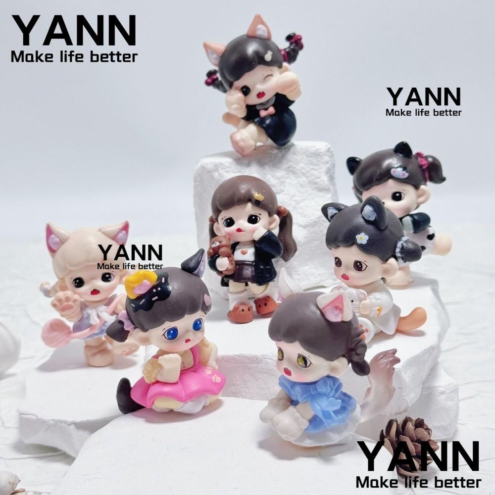 YANN มินิเครื่องประดับ,การ์ตูน POP MART Baby Zorra กล่อง,Mow Cat Face Series POPBEAN รูปปั้นขนาดเล็ก