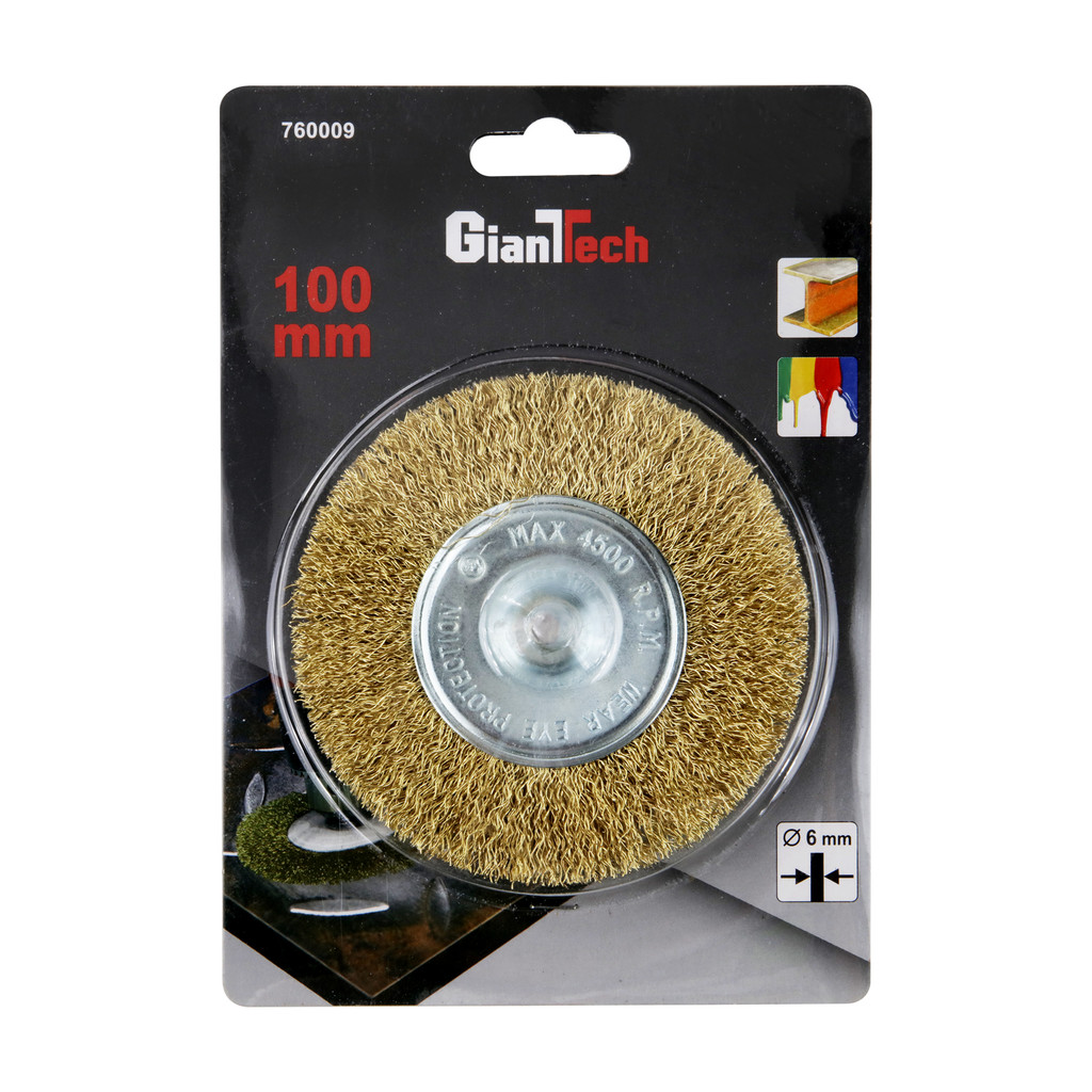 แปรงลวดกลมมีแกน GIANTTECH รุ่น 760009 ขนาด 100 มม.