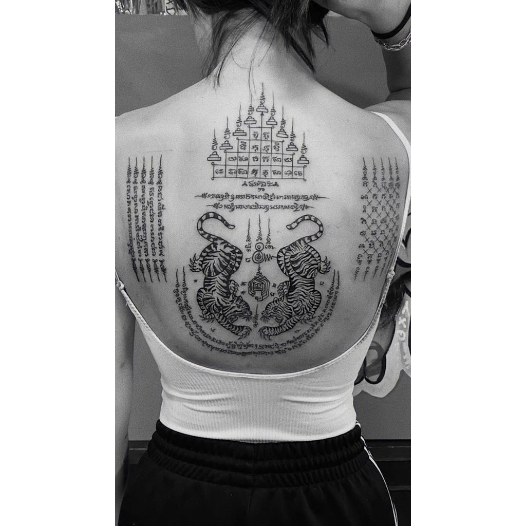 COD🔥 ⚡ส่งจากไทย⚡ แทททูZOAR🚛L01 Magic tattooสติ๊กเกอร์รอยสัก กันน้ำ ยันต์ห้าแถว รอยสัก ลายสัก 15 วัน สีดำ กึ่งถาวร