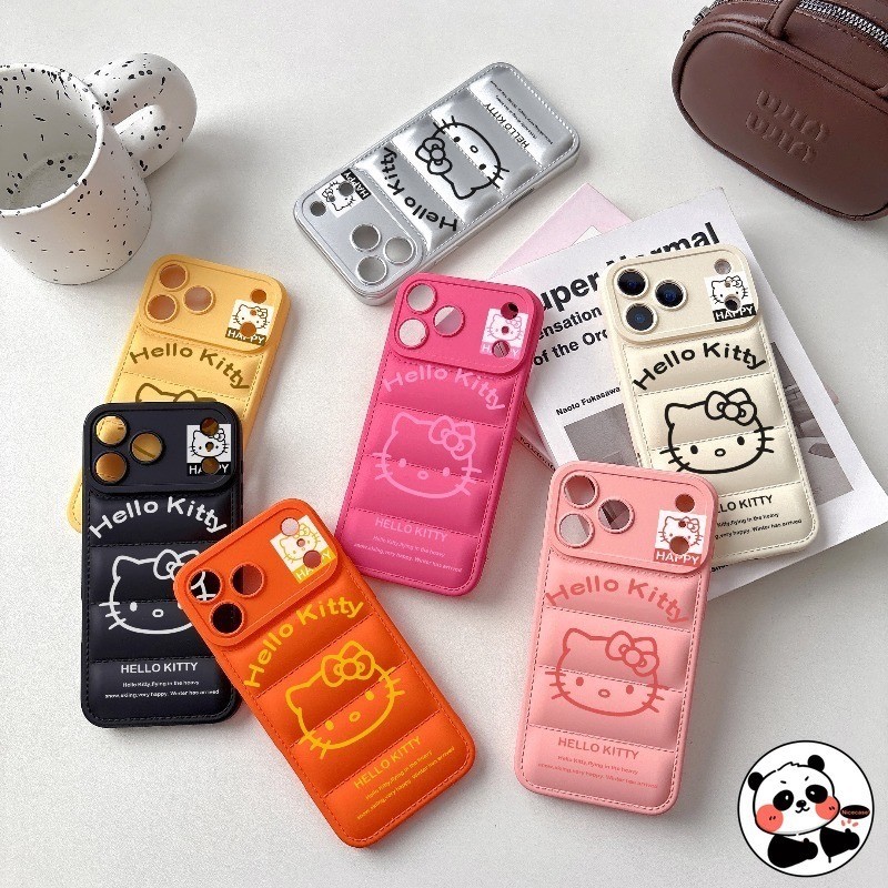 น่ารัก Kitty Cat Down JacketปลอกสําหรับOPPO Reno 13 13F 12 12F 11 11F Pro F27 F25 Pro F23 5G 4Gการ์ตูนCandyสีกันกระแทกกรณีโทรศัพท์อ่อน