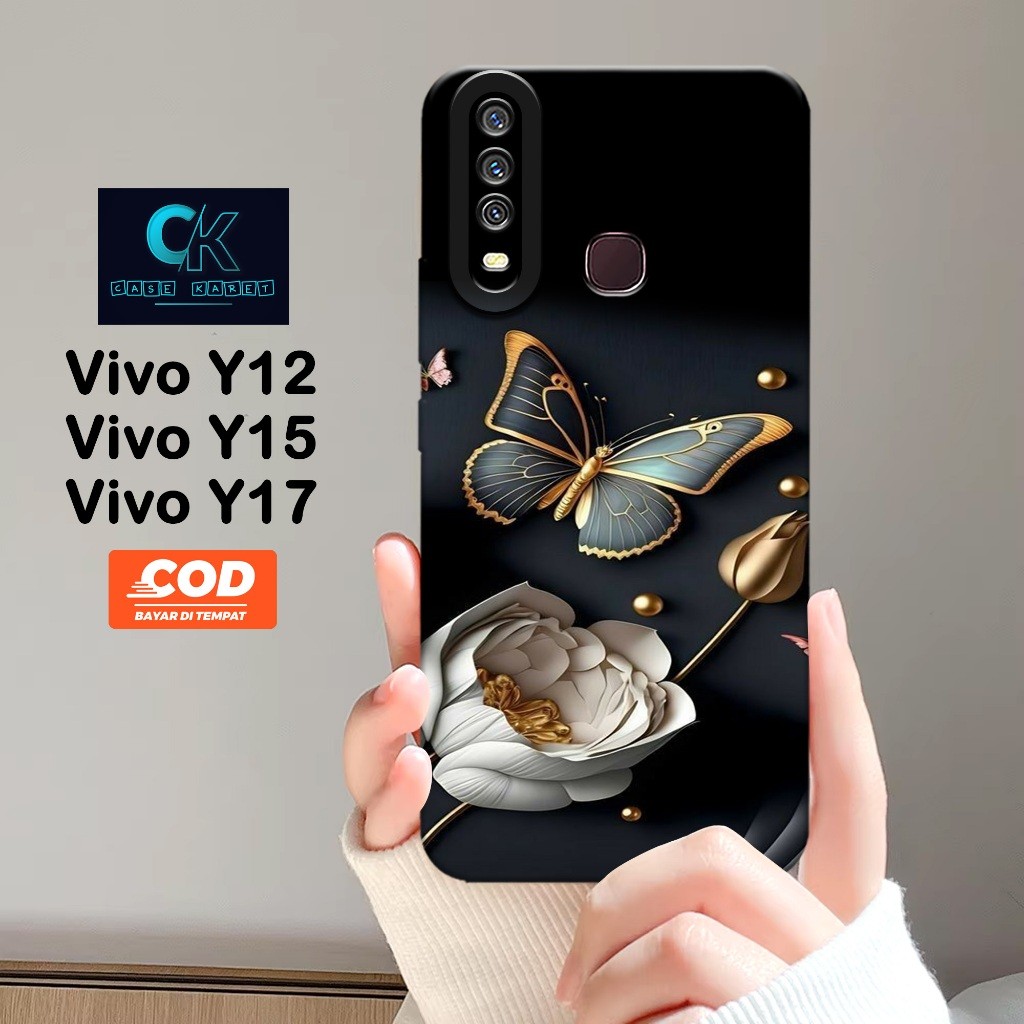 HP เคส Vivo Y12 / Y15 / Y17 ล่าสุด - เคสแฟชั่นผีเสื้อ - เคสยาง - เคส Vivo Y12 / Y15 / Y17 - เคส Vivo