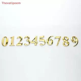 [Thevatipoem] 1 ชิ้นความสูง 5 ซม.Golden Home สติกเกอร์ที่อยู่ประตูป้ายทอง Modern House Number HOT