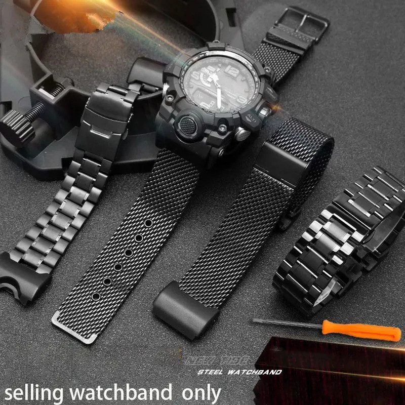 สายรัดข้อมือสแตนเลสสําหรับ CASIO big mud king gwg-1000-1a / A3/1A1 GB/ GG Milan สร้อยข้อมือสายรัดข้อ