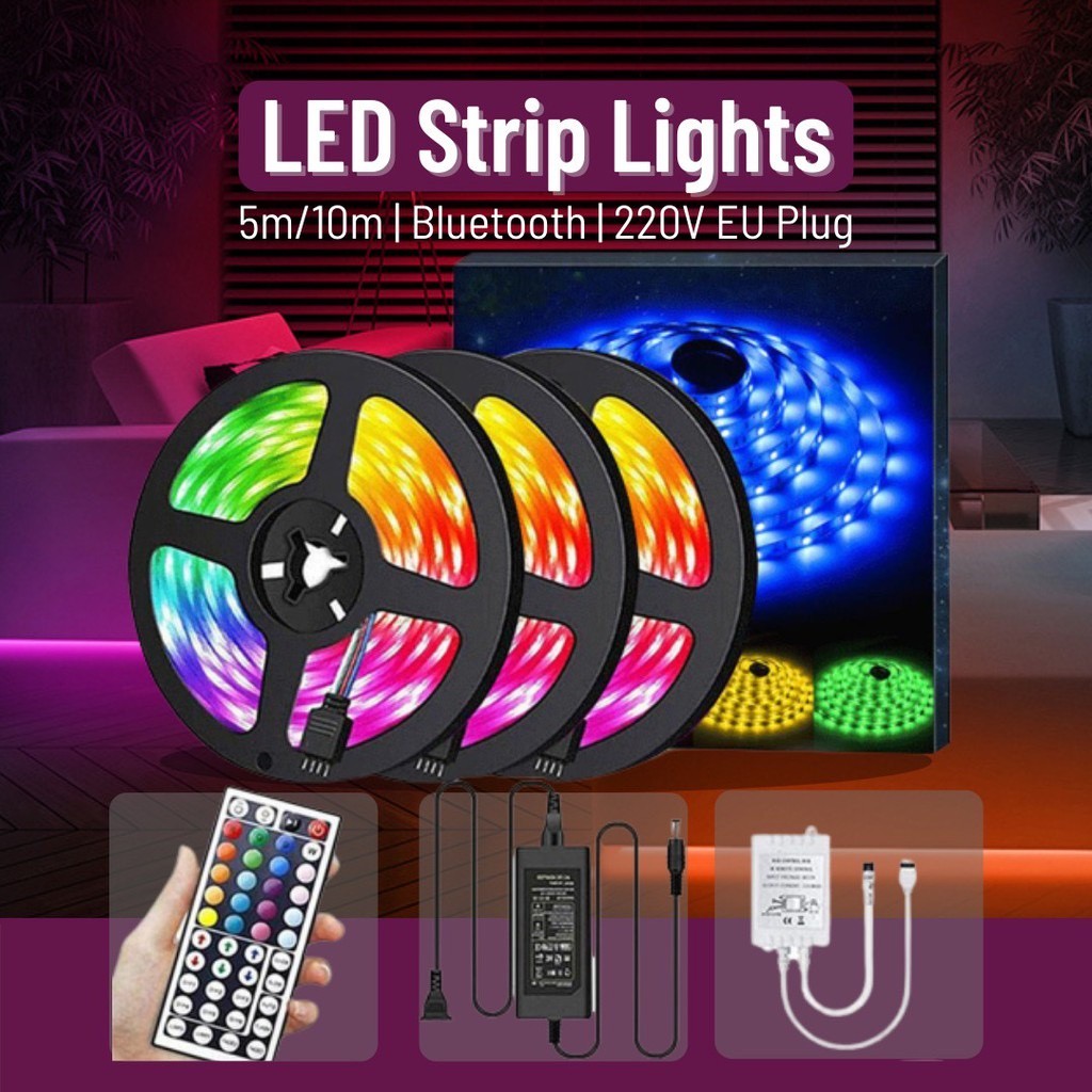 ไฟ LED Strip 5M RGB LED Light Strip ไฟ LED เทปไฟเปลี่ยนสี Strip Lights Remote