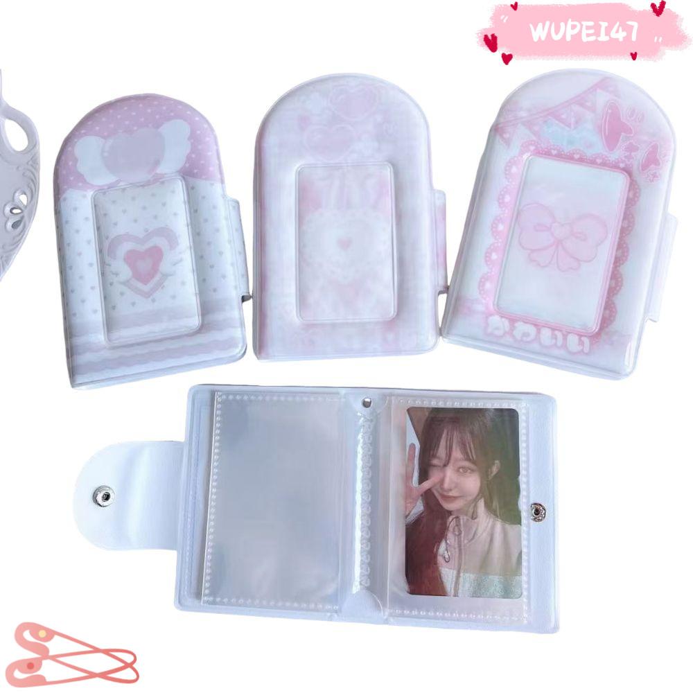WUPEI47AD Mini Photo Album, 3 นิ้ว Sweet Photocard Binder อัลบั้ม, 32 กระเป๋า PP Kpop Photo Card ผู้