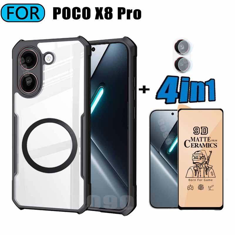 4 in 1 Xiaomi Poco X8 Pro Anti Fall เคสโทรศัพท์สําหรับ Poco X8 Pro Max F7 M7 C71 C85 ปลอกแม่เหล็กไร้