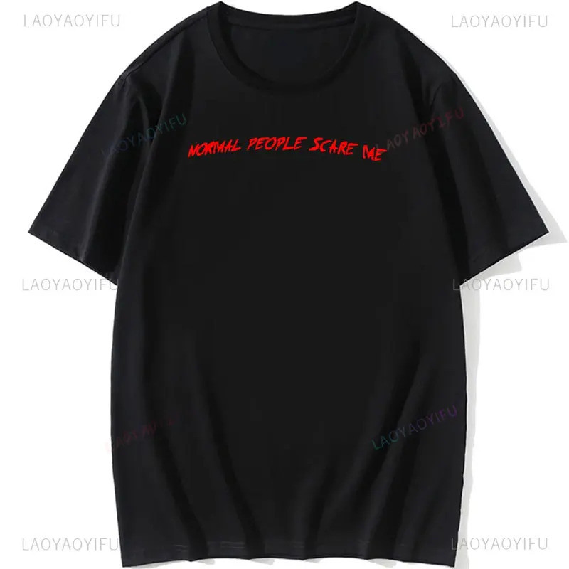 เสื้อยืดผู้ชายลาย American Horror Story เสื้อยืดลาย NORMAL PEOPLE SCARE ME เสื้อยืดตลก ดีไซน์เรียบง่