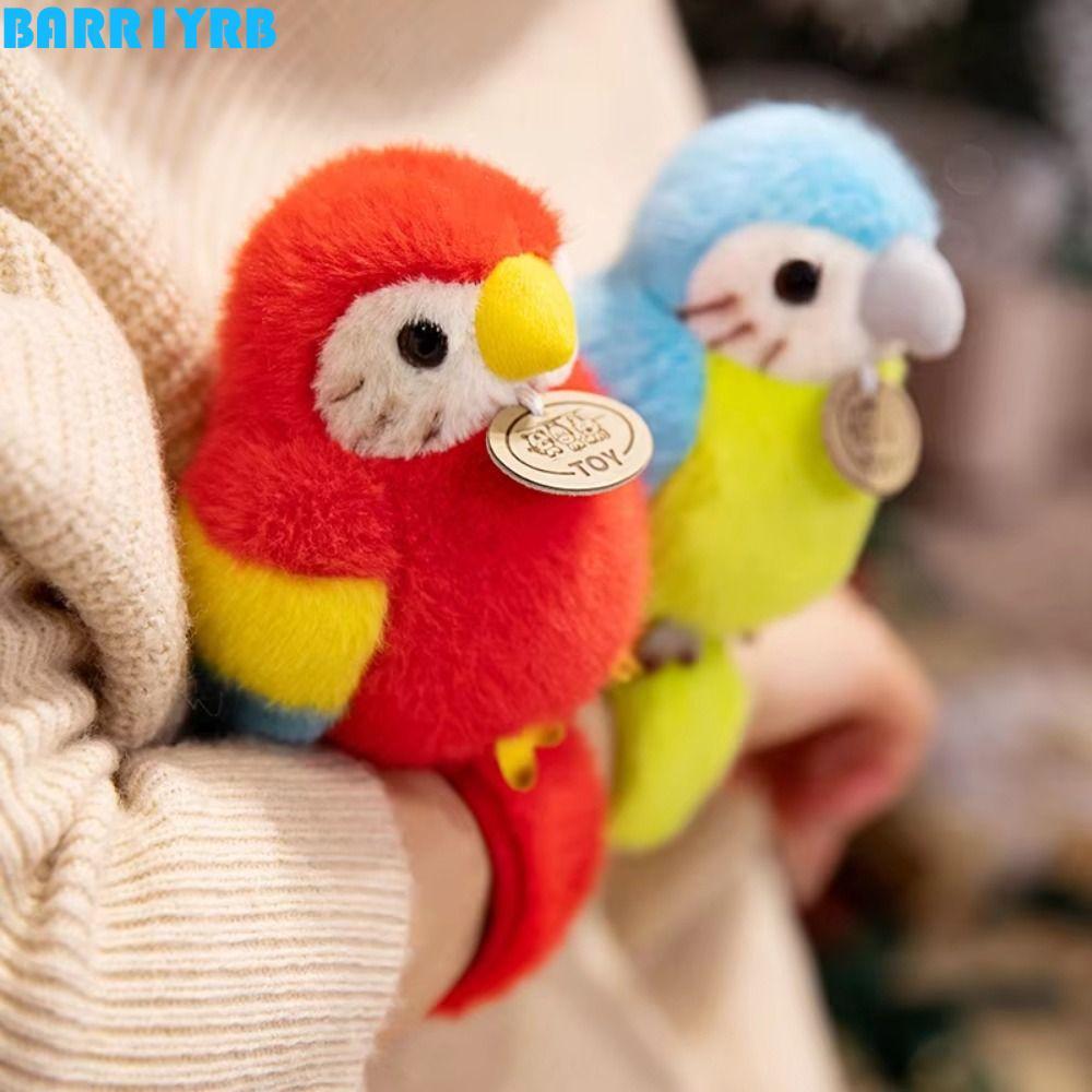 BARR1YRB Parrot Plush จี้,จําลองกระเป๋าจี้นก Snap สายรัดข้อมือ,กระเป๋าเป้สะพายหลัง Kawaii การ์ตูนแม่เหล็กยืนไหล่สัตว์พวงกุญแจ