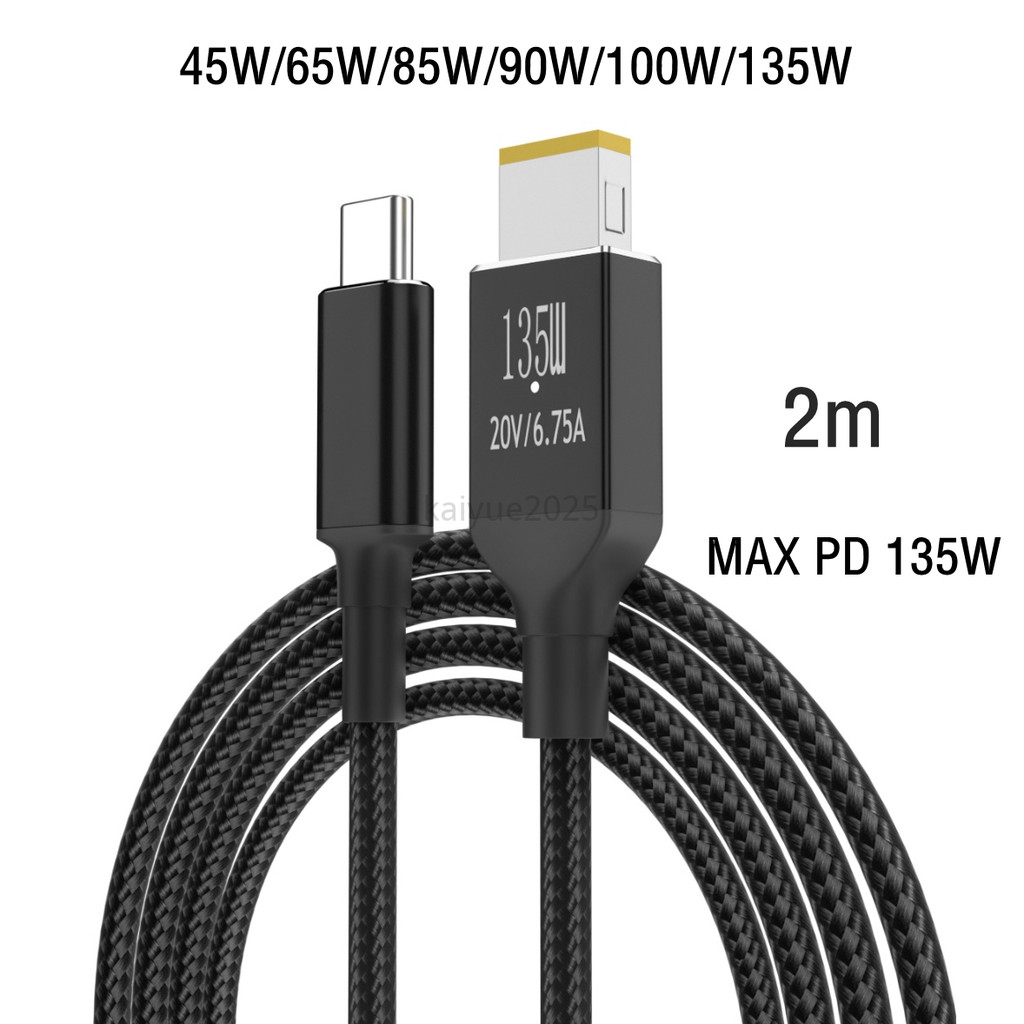 Type-C PD Fast Charging USB-C ถึง USB Slim Square Tip สายไฟสําหรับ Lenovo โยคะ 2 Pro 13 Thinkpad 135W 65w100W แล็ปท็อป L8Y3