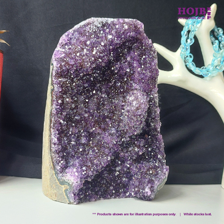 HOJB เกรดท็อปอุรุกวัย Amethyst 6AA Crystal Flower Druze Stone 125x180mm (2.6KG) Crystal Crystal Crys