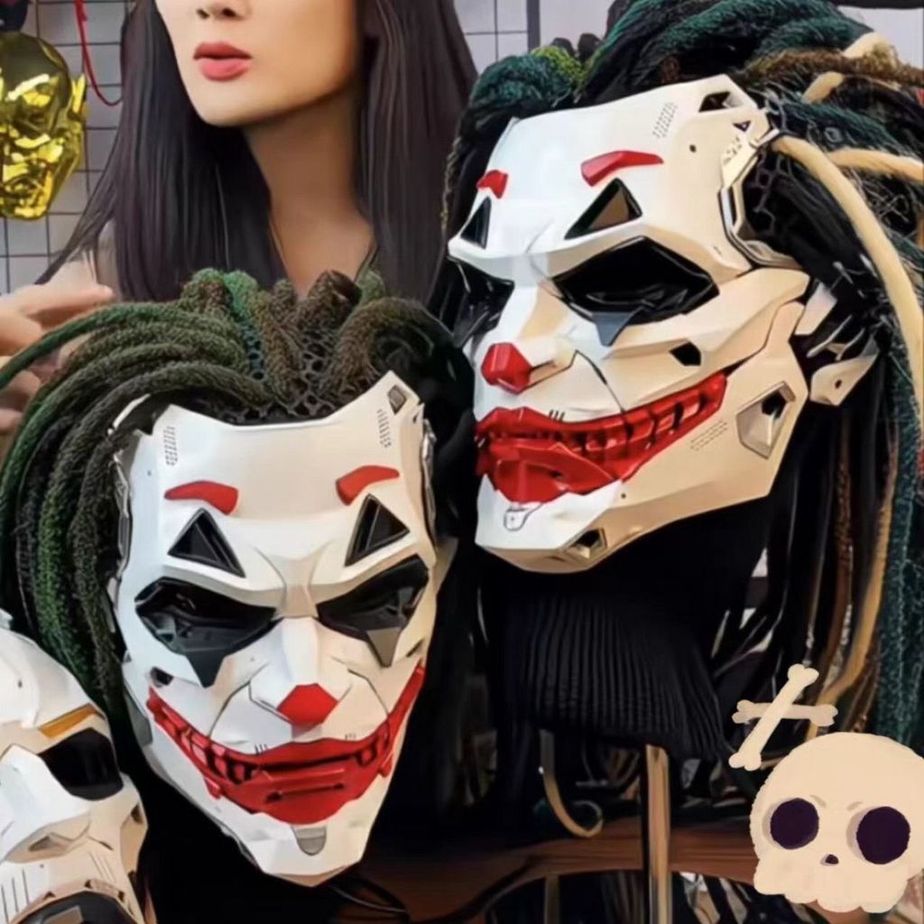 Cyberpunk Clown หน้ากากสกปรก Braid คอสเพลย์ฮาโลวีนสองมิติ COS สินค้าอะนิเมะอุปกรณ์ประกอบฉากยิง