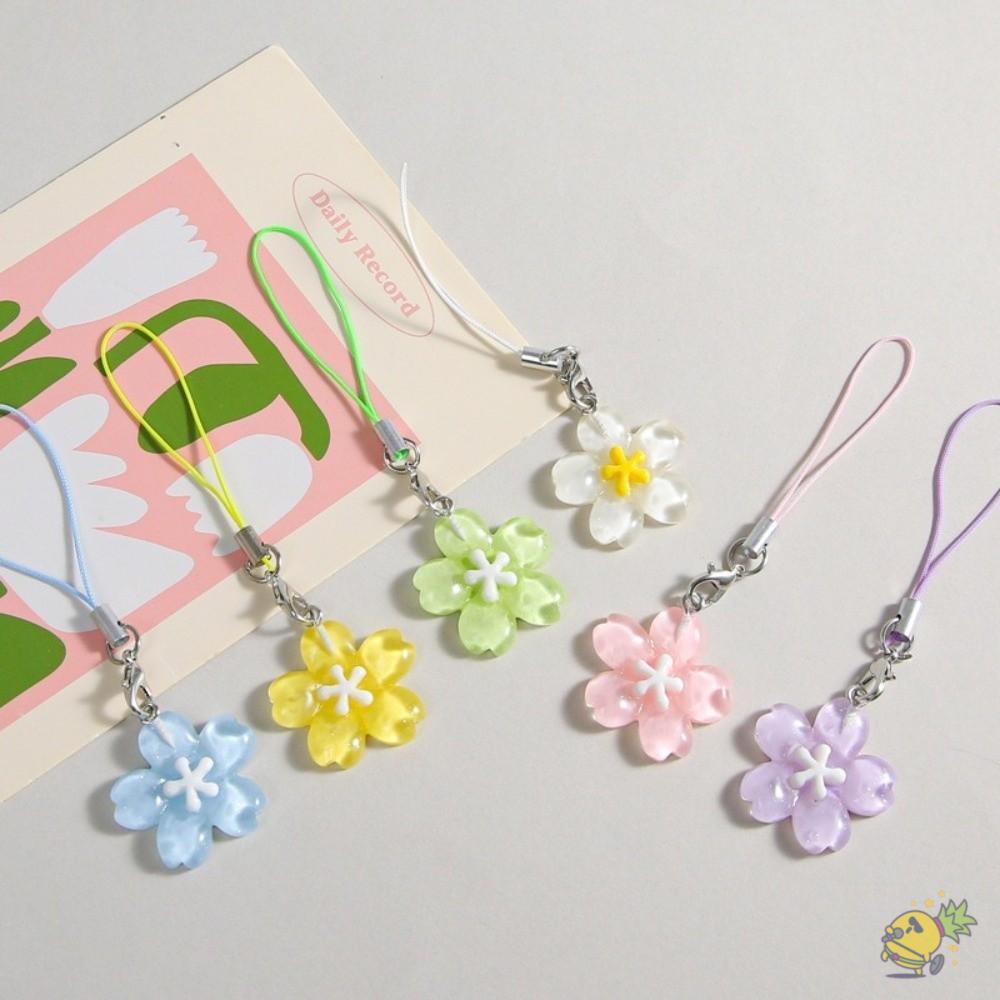 Wxdx.ไทย เชือกเส้นเล็กโทรศัพท์มือถือ, พวงกุญแจดอกซากุระที่มีสีสันเรซิน, กระเป๋า อิน จี้ตกแต่งกระเป๋าเป้สะพายหลัง