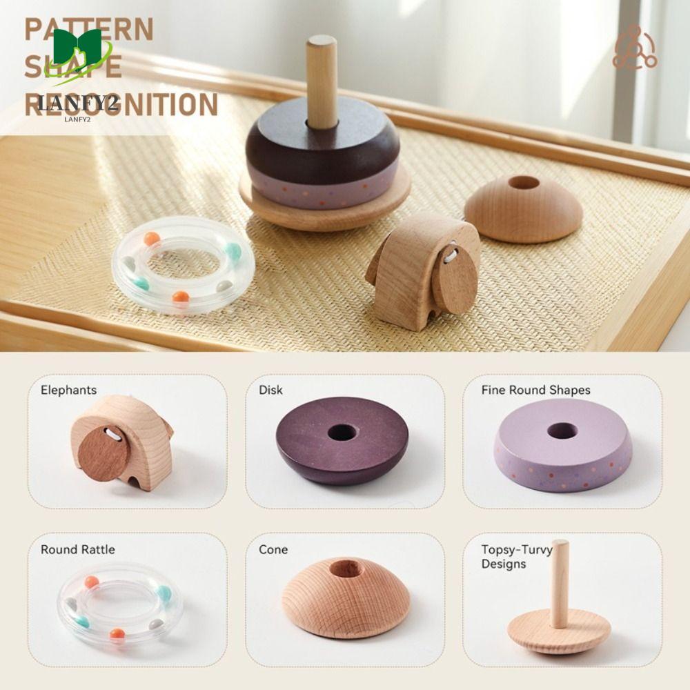 ALANFY Baby Pole Stack Toy, Montessori Senses Grasp Animal Blocks ของเล่นเพื่อการศึกษา, Stackable Wo