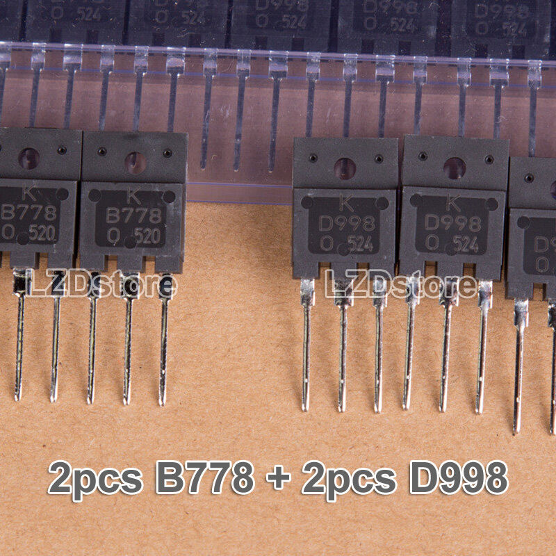 2 คู่ (2 ชิ้น B778 + 2 ชิ้น D998 ) TO-3PF 2SB778 2SD998 KB778 KD998 KTB778 KTD998 TO3PF 10A/120 V/80