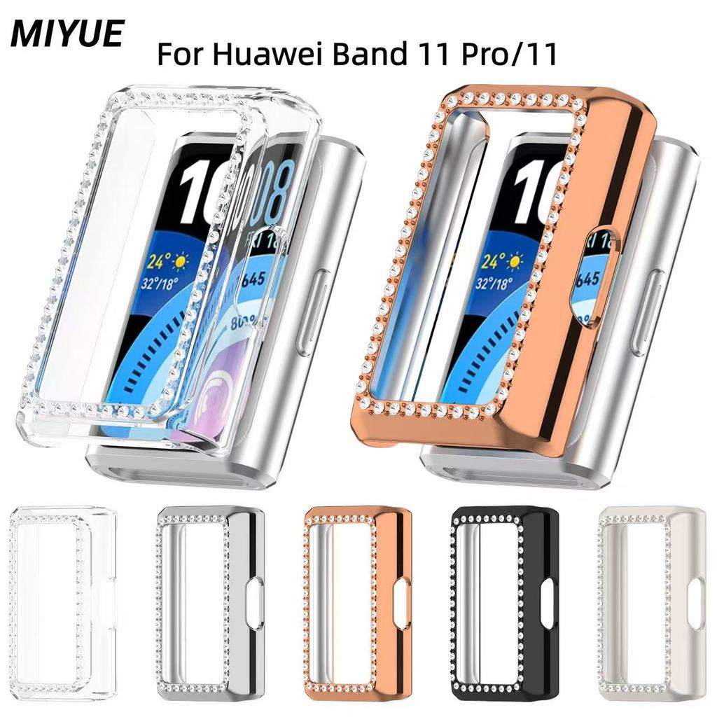 สําหรับ Huawei Band 11 Pro/11 PC กรอบป้องกันกรณี + เพชรฝาครอบ Huawei Band 11 Pro/11 สําหรับ Huawei นาฬิกาอุปกรณ์เสริม – โปรปัง