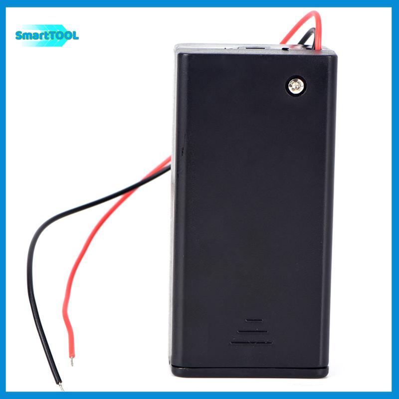 UTZN> 9V Volt PP3 Battery Holder Box DC Case With Wire Lead ON/OFF Switch Cover ใหม่