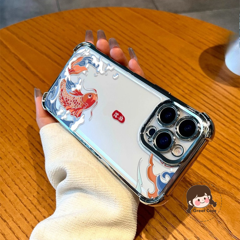 ปลาโชคดีชุบกรอบเคสโทรศัพท์สําหรับOPPO A6 Max GT Plus A6i A6T Pro A6C A6X A6S A5 A5S A5X A5M A5i A3 P