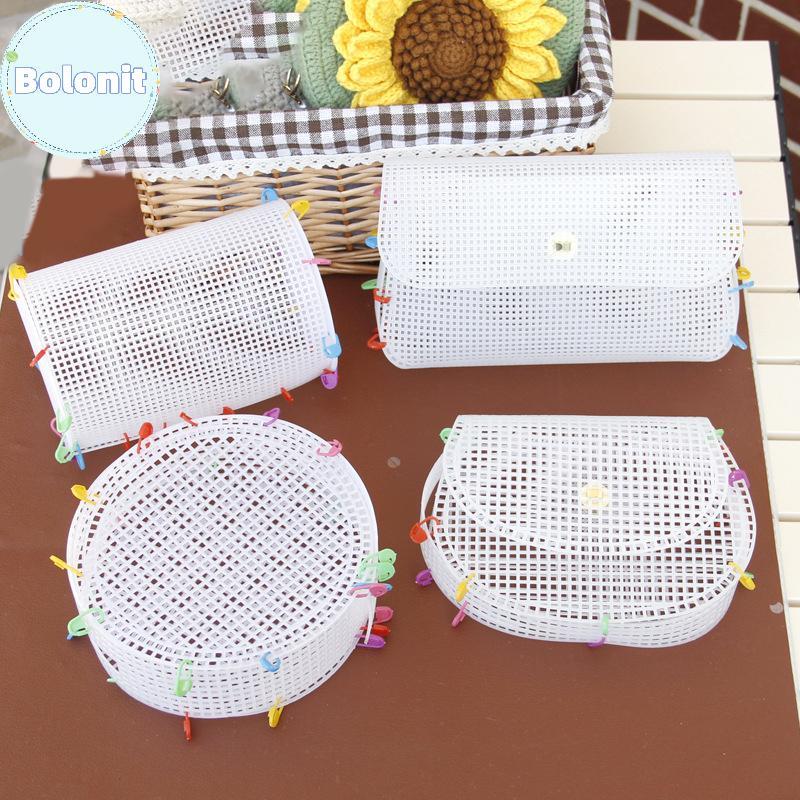 บอนิต ชุดทำกระเป๋าตาข่ายพลาสติก พร้อมเส้นใยทอ และวัสดุ DIY เพื่อการทำกระเป๋า