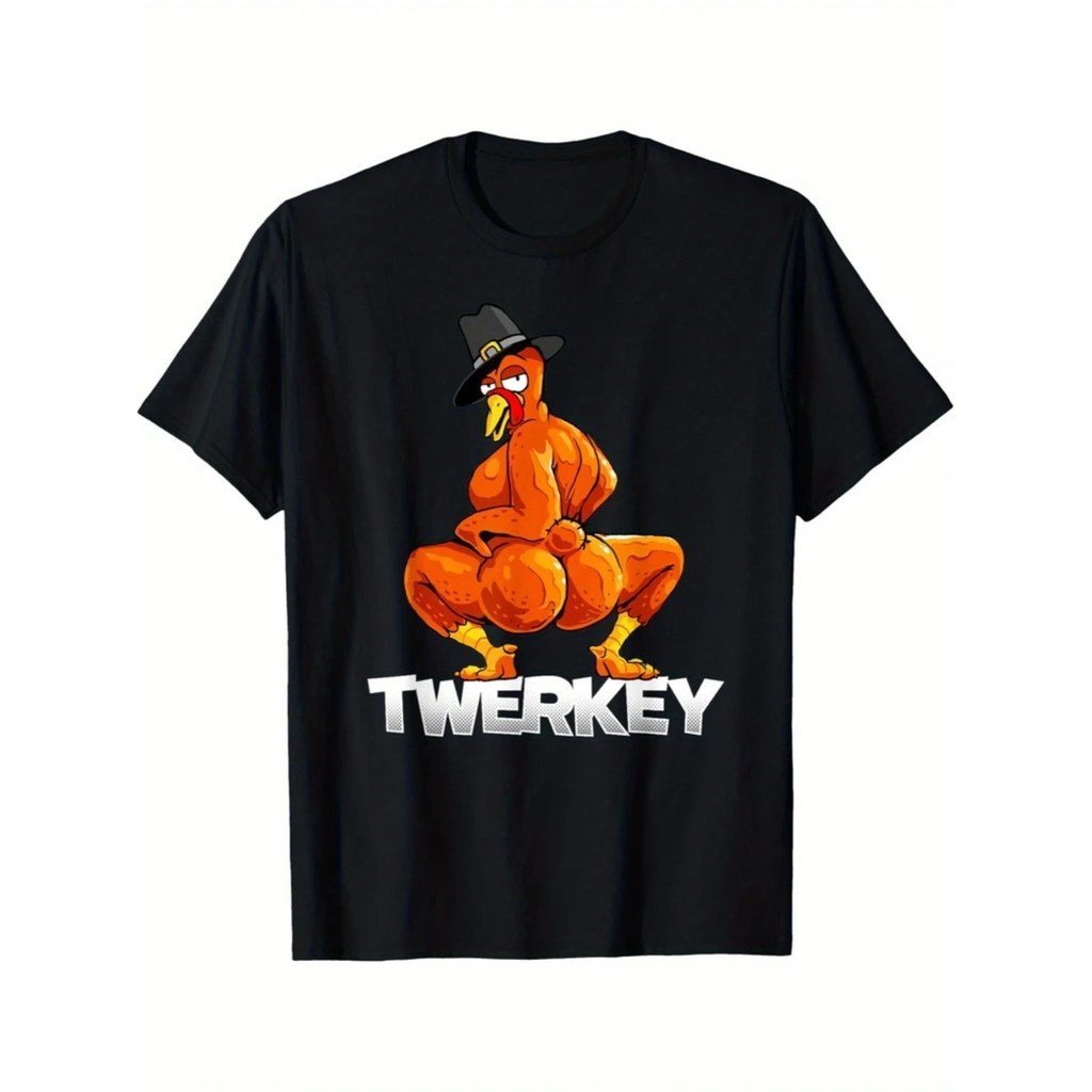 Twerkey Twerking TPilgrim วันขอบคุณพระเจ้า Twerk ตุรกีเสื้อยืด