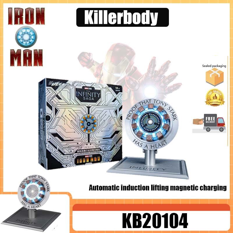 Killerbody Qianshi Mech Marvel Iron Man หน้าอก Reactor แม่เหล็กไร้สาย 15W Fast Charging ฐานอลูมิเนียมอัลลอยด์พร้อมไฟ