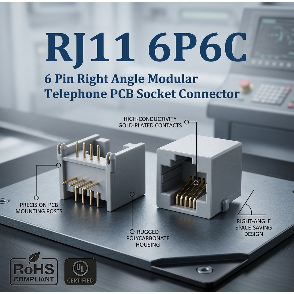 (4 ชิ้น) RJ11 6P6C Female PCB Mount Telephone Modular Connector