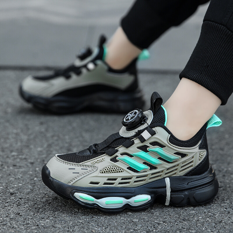 Boys' Sports Shoes New Breath Fashion Versatile Girls' Sports Shoes Popular Spinning Button Fashion 
