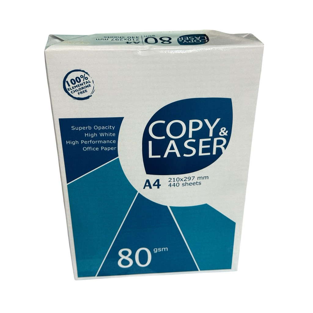 Copy & Laser A4 Paper 80gsm (1 Ream / 440 แผ่น) / Kertas A4 80gsm (1 ขอบ / 440 Helaian)