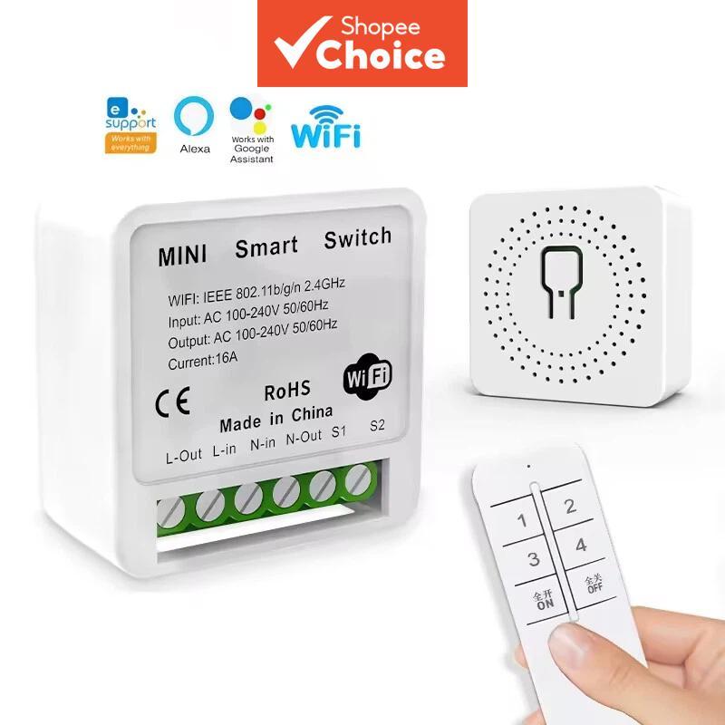 การควบคุมไร้สายระยะไกล Wi-Fi ตัวควบคุมสวิตช์เปิดปิดตามเวลา สวิตช์อัจฉริยะ eWelink ควบคุมด้วยเสียง