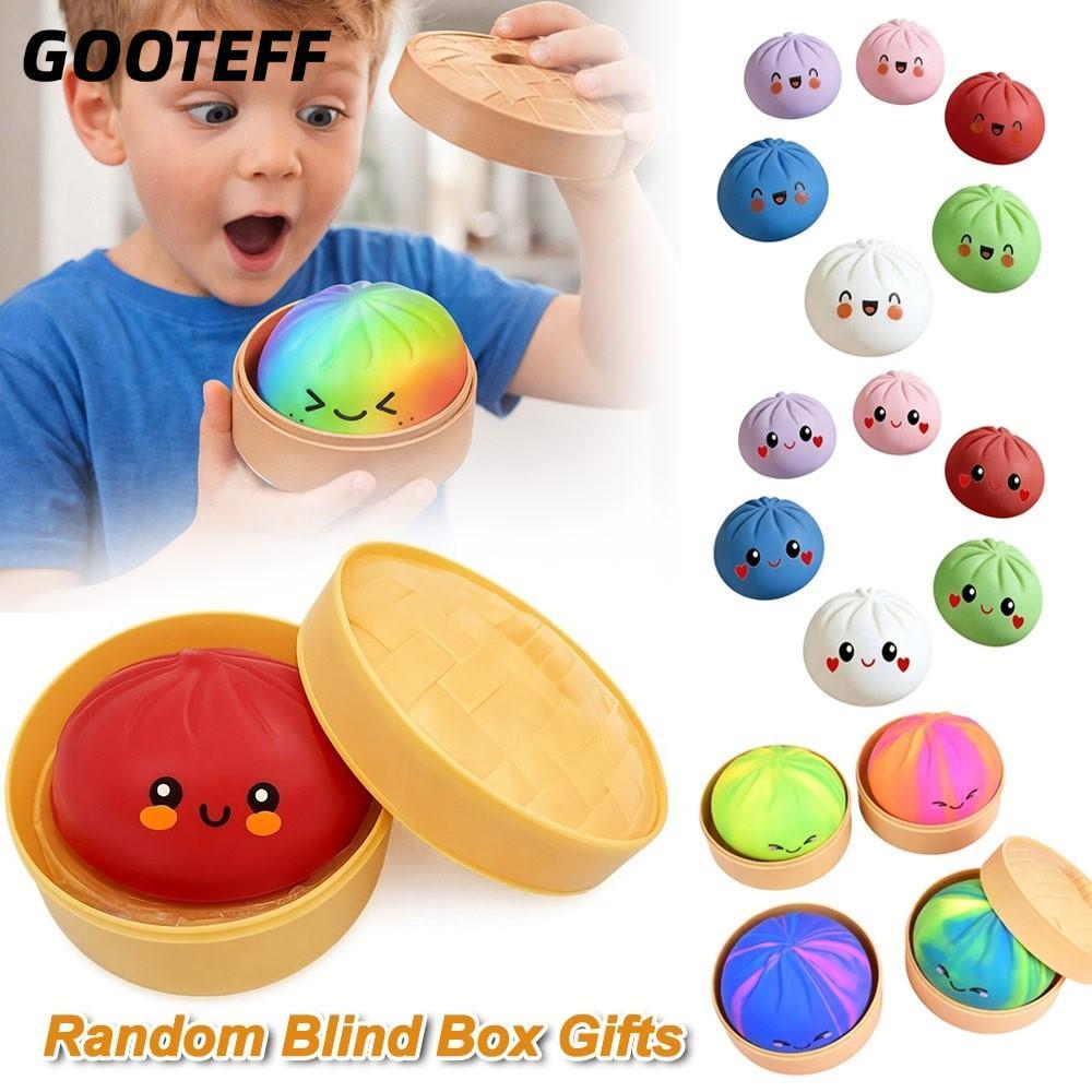 ICARAMELO Dumplings Box Squishy Toy, Rainbow Color Slow Resilience นึ่งยัดไส้ Bun Squishy Pinch Le, พร้อม Steamer Soft Fidget Squishy ของเล่นบรรเทาความเครียดความวิตกกังวล