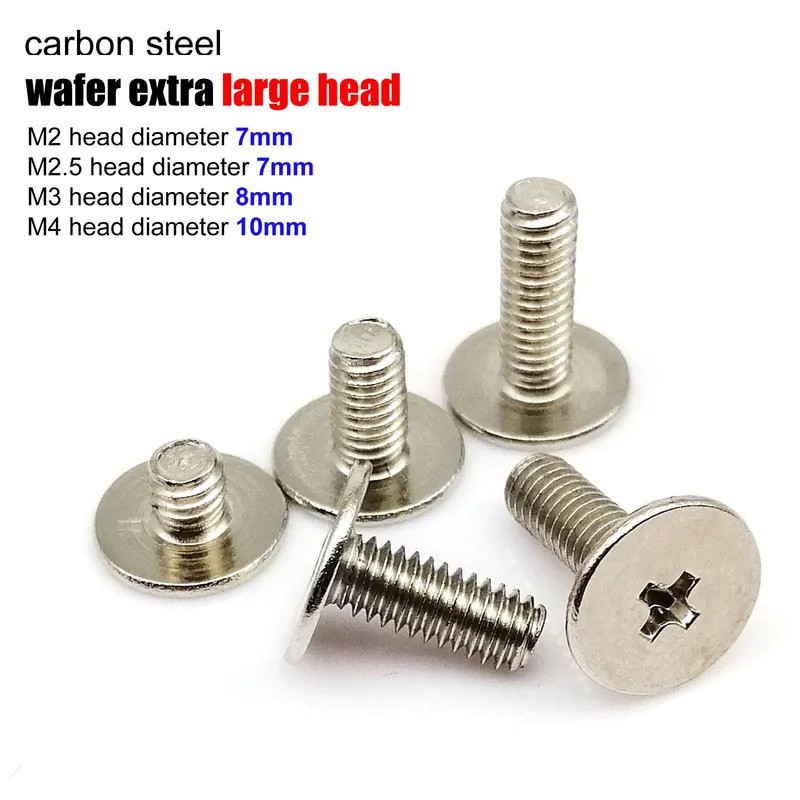 25pcs M2 M2.5 M3 M4 Phillips Ultrathin Thin Flat Extra Size Big Large Head Bolt Screw for Laptop Not