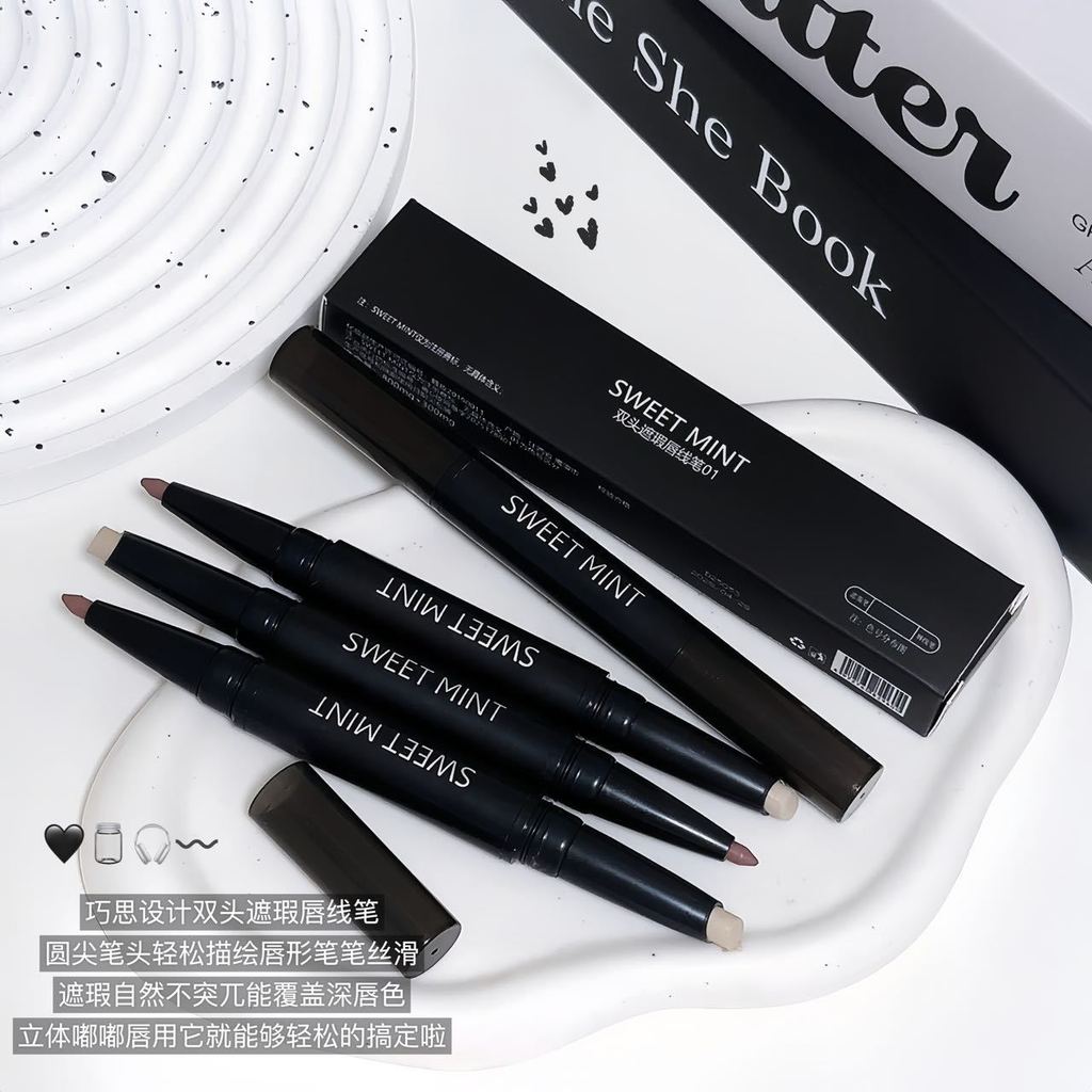 Sweet mint Double-Ended คอนซีลเลอร์ Lip Liner Outline Lip Shape Tot Lip Two-in-One Nude คอนซีลเลอร์ 