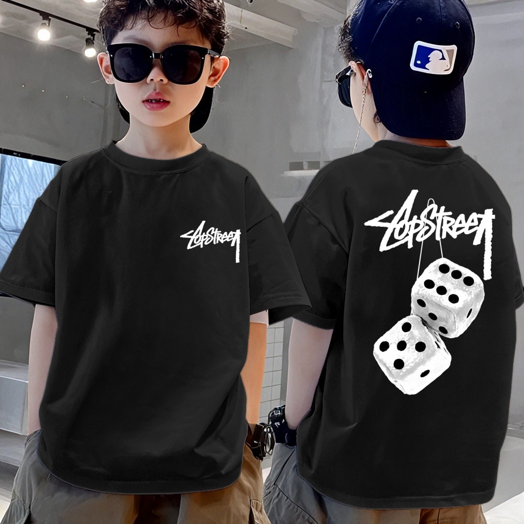 Yout-children เสื้อเด็ก cotton เสื้อคอกลม ลายพิมพ์แฟชั่น ใส่สบาย เสื้อกีฬา 'AMSSM DICE'