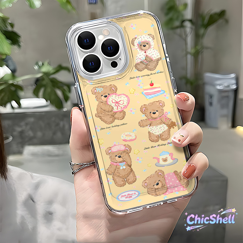 เคสไอโฟน ขนมหมี เคสใส กันกล้อง cho iPhone 11 12 13 14 15 16 ProMax X XR XS Max 7 8Plus-CL