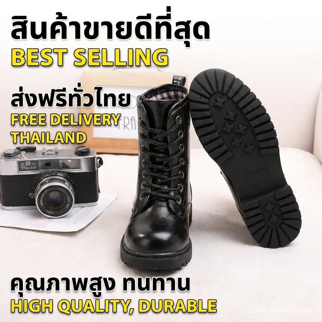 ⚡จัดส่งจากประเทศไทย⚡รองเท้าบูทเด็กสีดำ รองเท้าบูทมาร์ตินลําลอง สำหรับเด็ก กันลื่น เข้ากับทุกการแต่งกาย แต่งซิปด้านข้าง