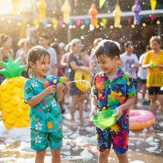 ชุดเด็กฮาวาย เซ็ตเสื้อ+กางเกง ผ้าไหมอิตาลี อายุ 1–8 ปี พร้อมส่ง