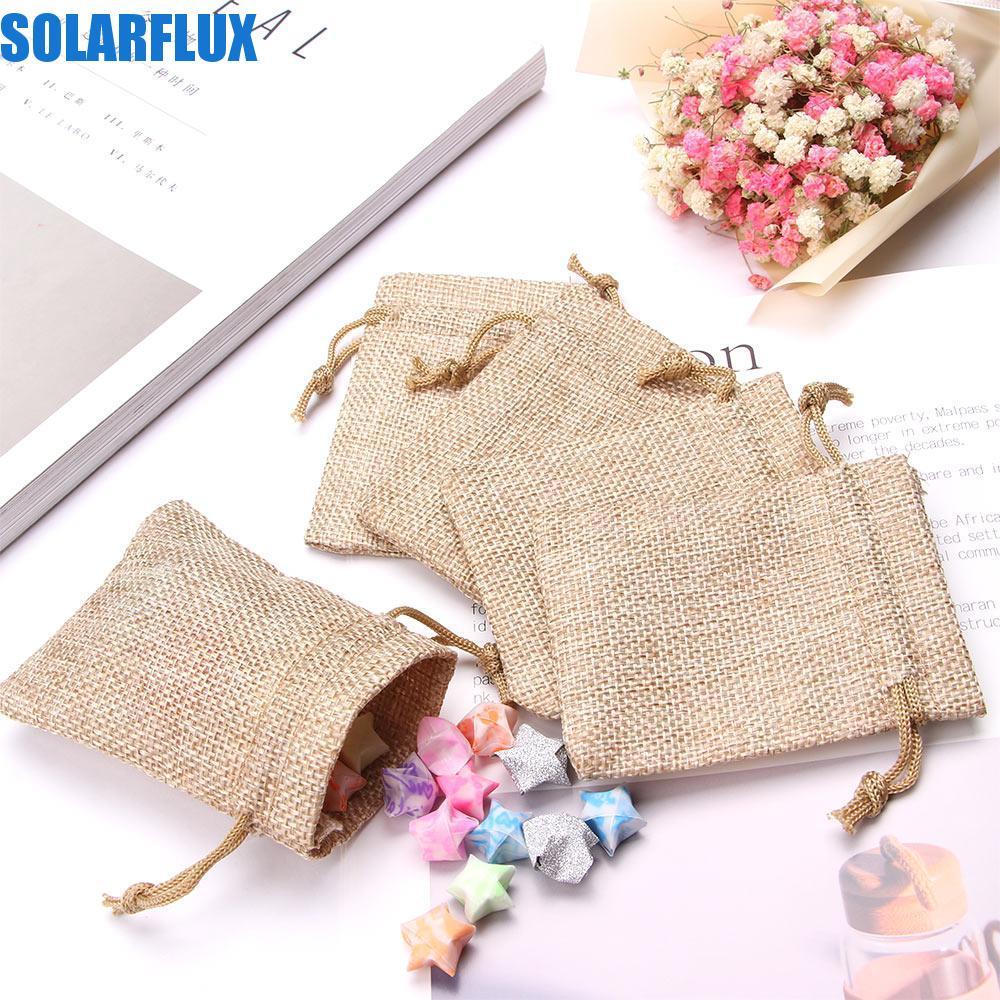 SOLARFLUX Bag Drawstring Sack Tie Gunny 5 ชิ้น Candy Pouch Favour Favour