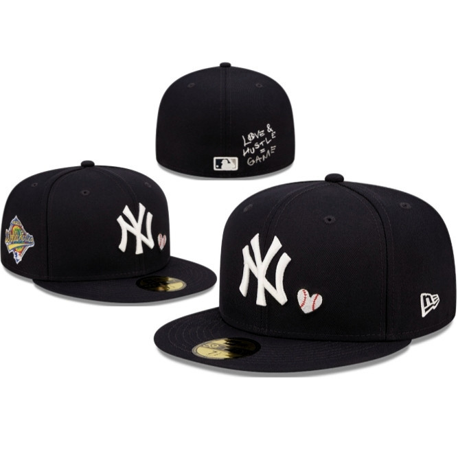 คุณภาพสูง MLB New York Yankees ติดตั้งหมวก 59FIFTY หมวก Full Close Fit หมวกเย็บปักถักร้อยผู้ชายผู้หญ