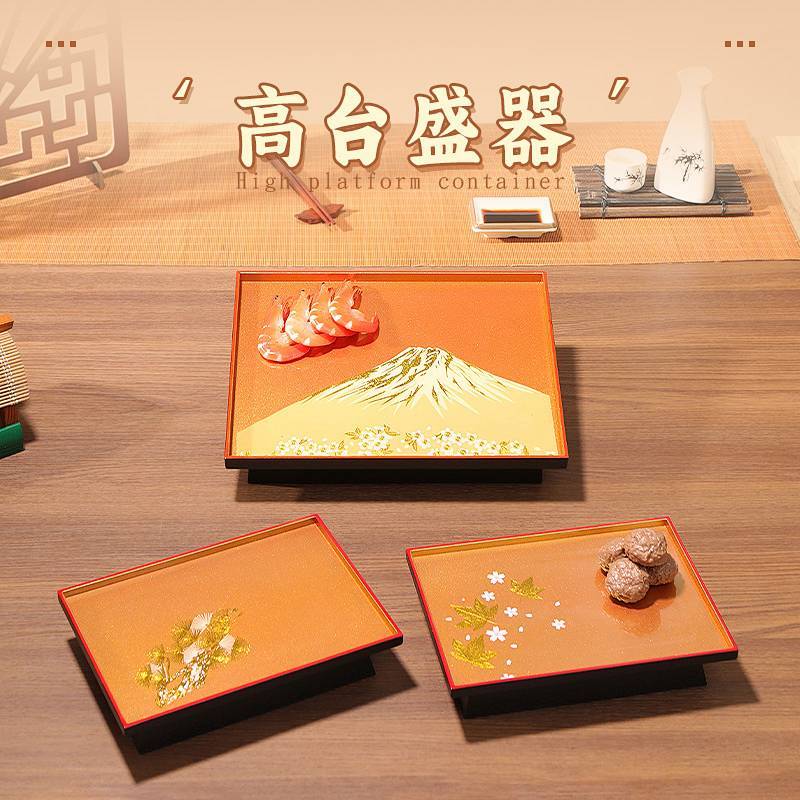 Japanese Style Sushi Plate Rectangular Food Plate Lacquerware Salmon Sashimi Plate Tableware Exquisi